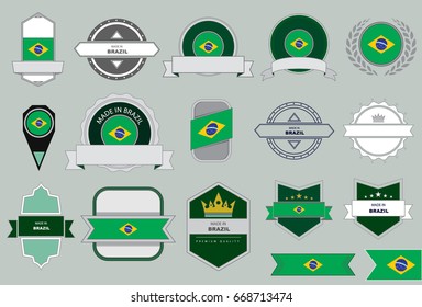 Made in Brazil Seal, Brazilian Flag (Vector Art)