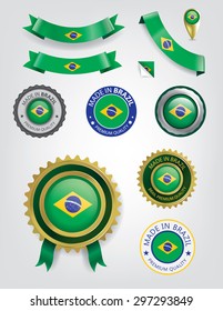 Made in Brazil Seal Collection, Brazilian Flag (Vector Art)