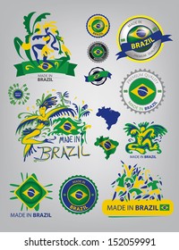 Made in Brazil, seals, flags, carnival, Dance, (Vector Art)