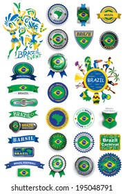 Made in Brazil, seals, flags, carnival, Dance, Location, Party (Vector Art)