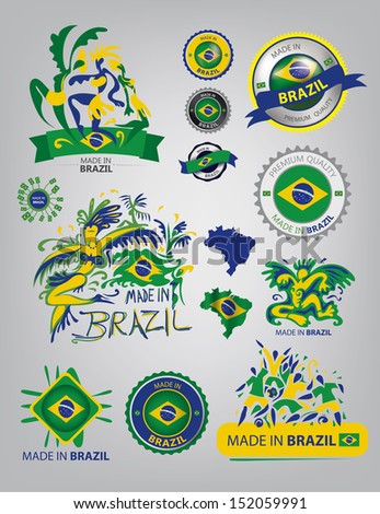 Made in Brazil, seals, flags, carnival, Dance, (Vector Art)