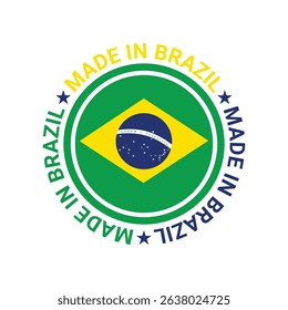 made in brazil sign circle logo vector design with brazil flag element	