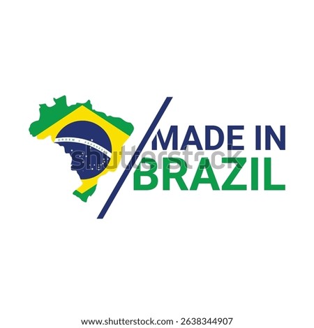 made in brazil sign logo vector design with brazil map element	