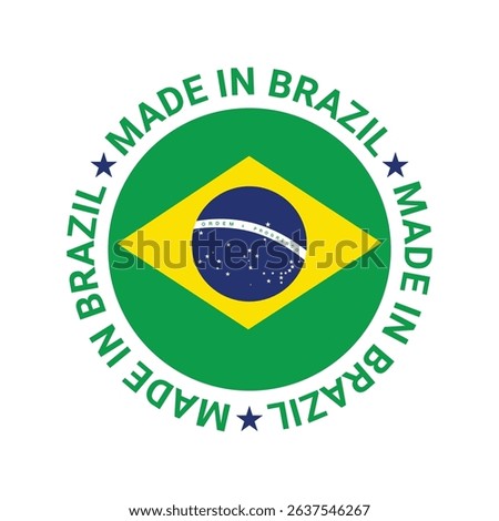 made in brazil stamp circle logo vector design with brazil flag element	