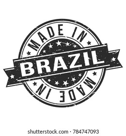 Made in Brazil Stamp Design Vector Art Tourism Souvenir Round