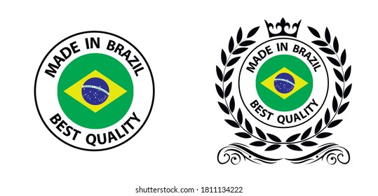 made in brazil   vector stamp. badge with brazil   flag