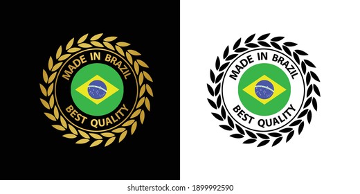 made in brazil   vector stamp. badge with brazil   flag