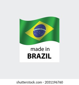 hergestellt aus Brasilien   Vektorstempel. Abzeichen mit Brasilien   Flagge