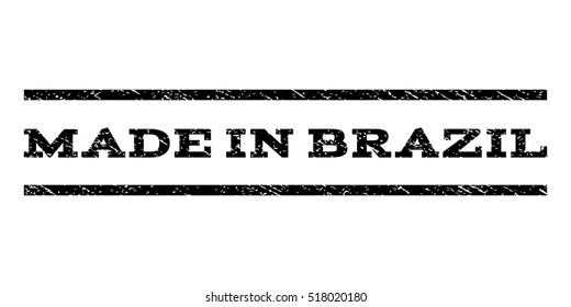 Made In Brazil watermark stamp. Text tag between horizontal parallel lines with grunge design style. Rubber seal stamp with scratched texture. Vector black color ink imprint on a white background.