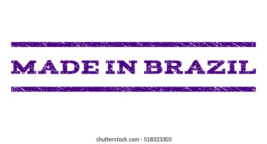 Made In Brazil watermark stamp. Text tag between horizontal parallel lines with grunge design style. Rubber seal stamp with dirty texture. Vector indigo blue color ink imprint on a white background.