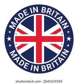 Made in Britain badge with UK flag Vector icon template