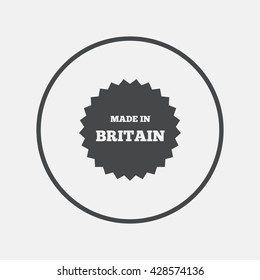 Made in Britain icon. Export production symbol. Product created in UK sign. Round button with flat icon. Vector