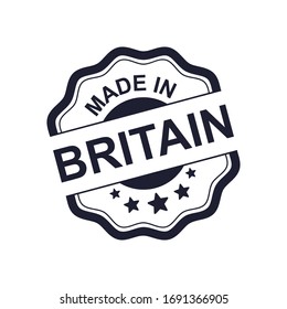 Made In Britain Rubber Stamp, Simple Label Design, Vector Sticker.