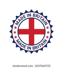 made in britain stamp circle logo vector design with britain flag element	