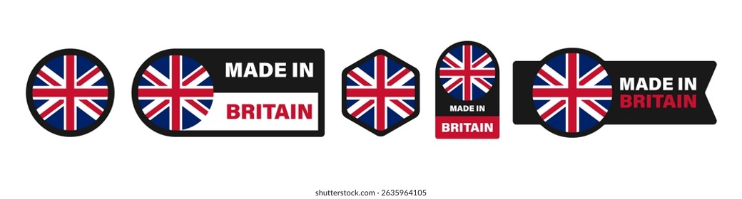 Made in Britain stickers icon set