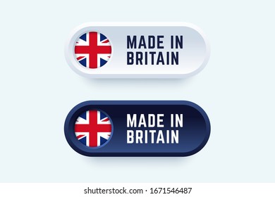 Made in Britain. Vector sign in two color styles with national Britain flag for national products and producers.