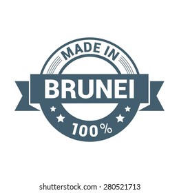 Made in Brunei 100% - Round blue rubber stamp design isolated on white background. vector illustration vintage texture.
