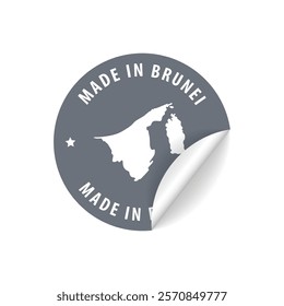 Made in Brunei - Country Map Sticker. Best Quality. Original Product. Vector illustration.