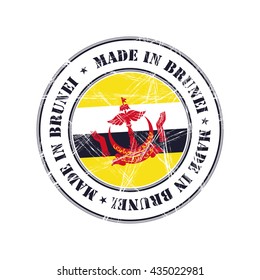 Made in Brunei grunge rubber stamp with flag