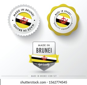 Made in Brunei icon set isolated on white background ,for infographics and banner templates : Vector Illustration