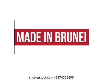 Fabricado en Brunéi con un cartel rojo diseño ilustración vectorial