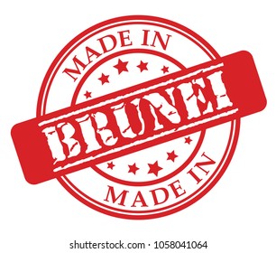 Made in Brunei red rubber stamp illustration vector on white background