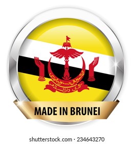made in brunei silver badge isolated button on white background - vector eps10