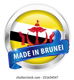 made in brunei silver badge isolated button on white background - vector eps10