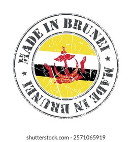 Made in Brunei stamp scratched flag badge logo vector illustration