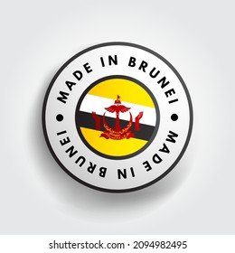 Made in Brunei text emblem badge, concepto de fondo