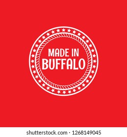 made in Buffalo emblem, label, badge,seal. vintage stamp.package label. vector illustration