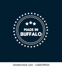 made in Buffalo emblem, label, badge,seal. vintage stamp.package label. vector illustration