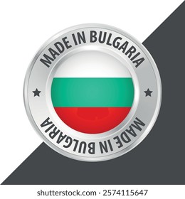 Made in Bulgaria badge logo flag sticker 3d vector illustration isolated on white