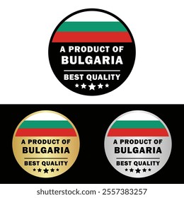 Made in Bulgaria Badge Tag Seal Flag Waving Flag