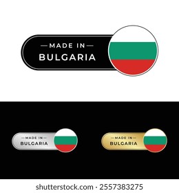 Made in Bulgaria Badge Tag Seal Flag Waving Flag