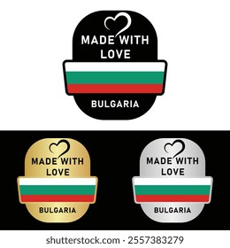 Made in Bulgaria Badge Tag Seal Flag Waving Flag