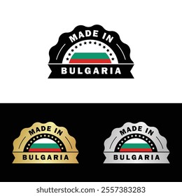 Made in Bulgaria Badge Tag Seal Flag Waving Flag