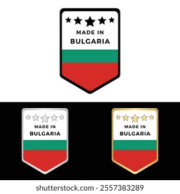 Made in Bulgaria Badge Tag Seal Flag Waving Flag