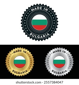 Made in Bulgaria Badge Tag Seal Flag Waving Flag
