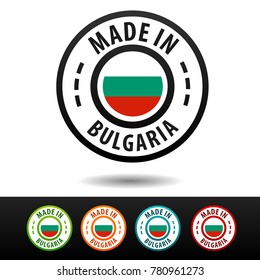 Made in Bulgaria badges with flag. Flat Eps10 Vector.