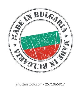 Made in Bulgaria stamp scratched flag badge logo vector illustration