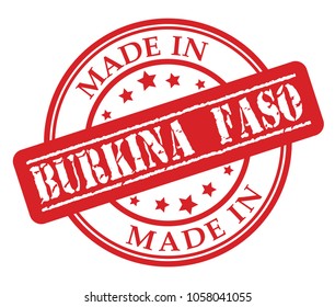 Made in Burkina Faso red rubber stamp illustration vector on white background