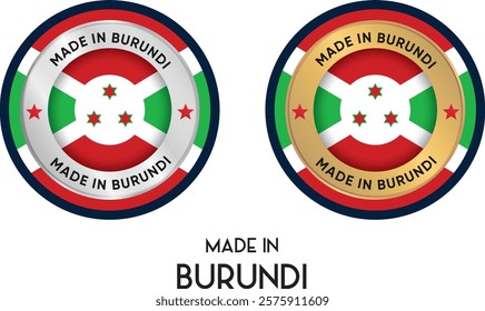 Made in Burundi. Premium labels, stickers, pointer, badge and symbol of Burundi flag icon. Collection vector illustration