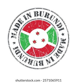 Made in Burundi stamp scratched flag badge logo vector illustration