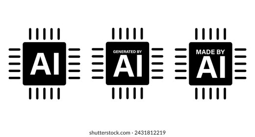 Made by AI processor icon set