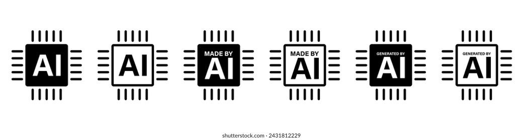Made by AI processor icon set