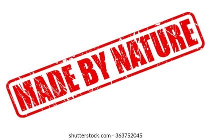 Made by nature red stamp text on white
