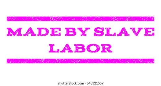 Made By Slave Labor watermark stamp. Text tag between horizontal parallel lines with grunge design style. Rubber seal stamp with unclean texture.