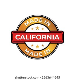 Made in California label icon emblem isolated on white background. Vector quality logo emblem design element. Vector illustration