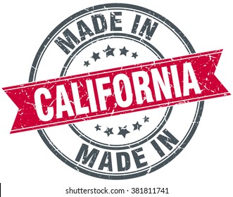 made in California red round vintage stamp